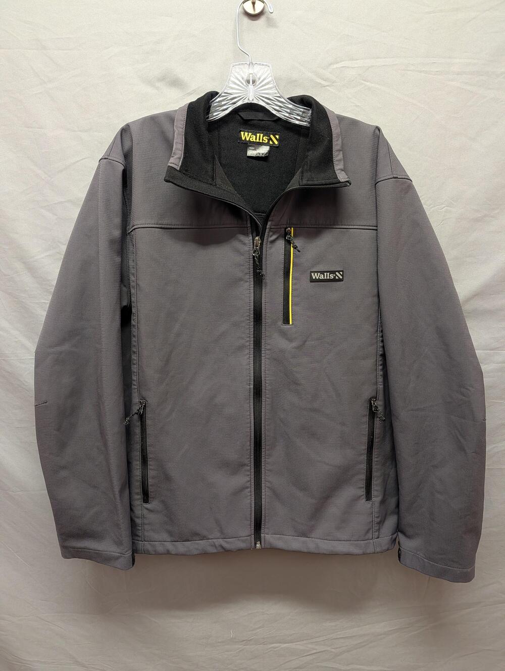Walls Softshell Jacket Mens Large Gray Full Zip Fleece Lined Workwear Outdoor